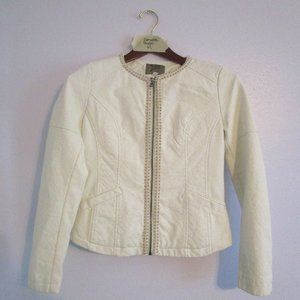 White Zip-Up Jacket faux leather